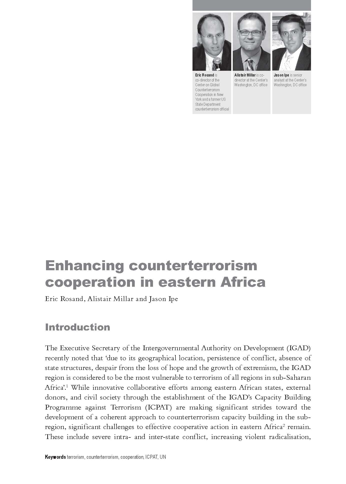 Enhancing Counterterrorism Cooperation in Eastern Africa