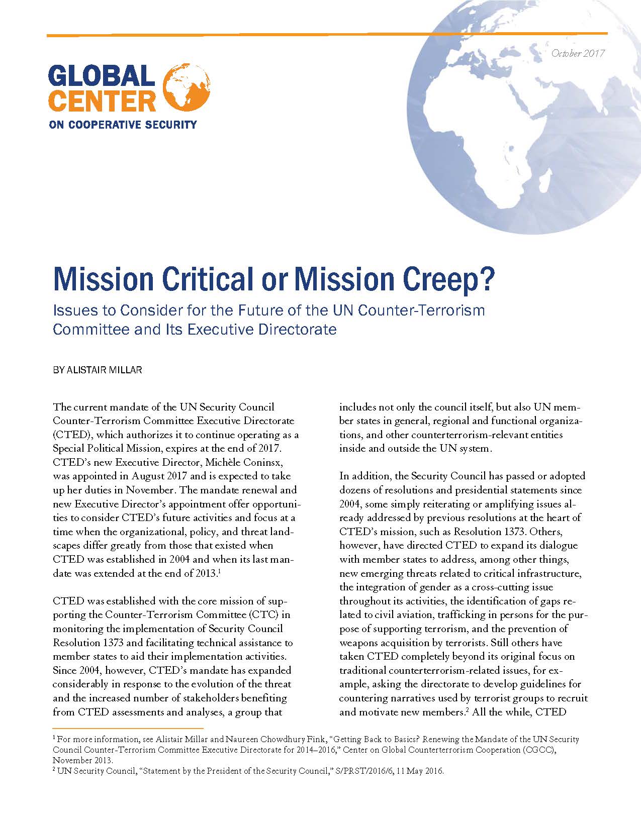 Mission Critical or Mission Creep? Issues to Consider for the Future of the UN Counter-Terrorism Committee and Its Executive Directorate