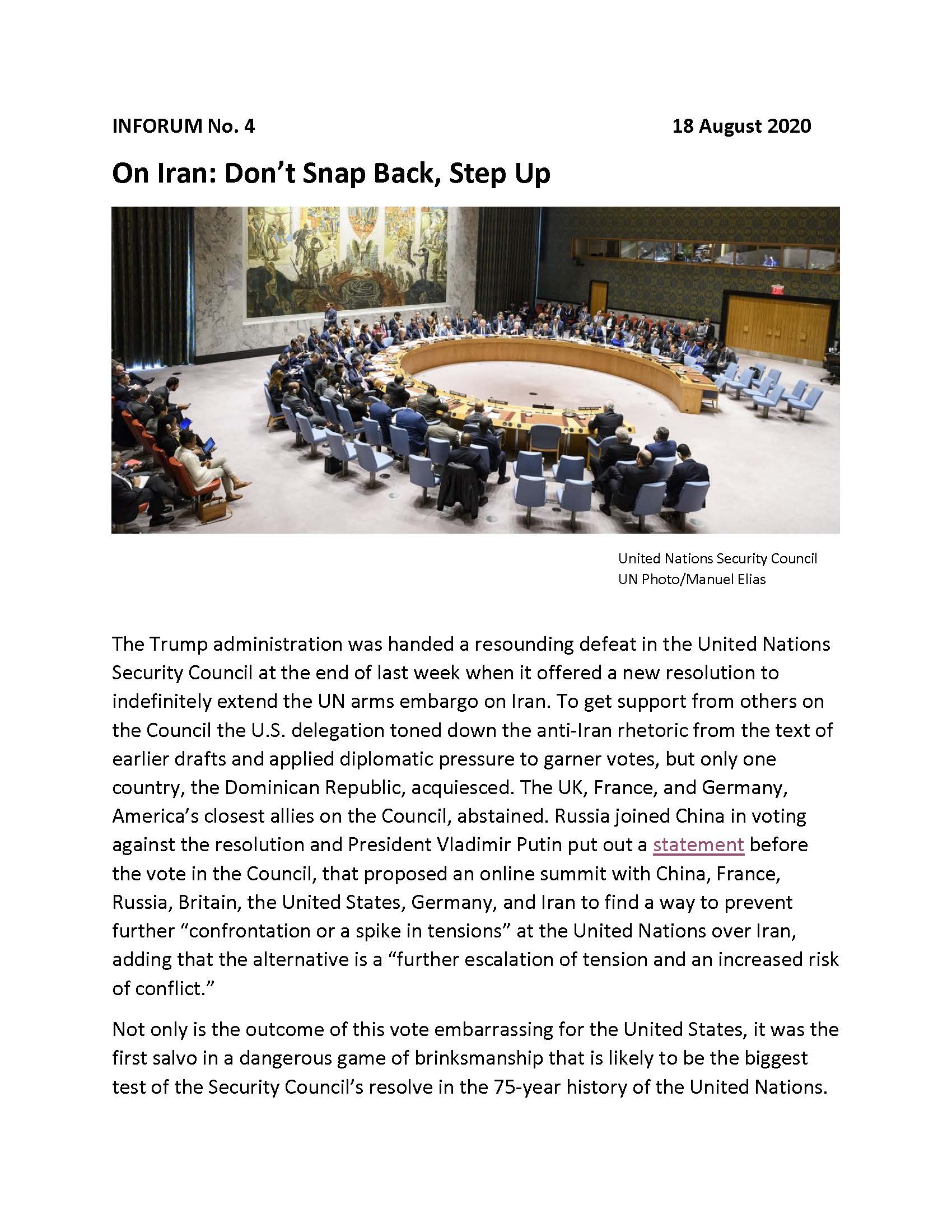 On Iran: Don’t Snap Back, Step Up